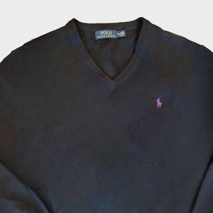 Ralph Lauren Polo Men's Black V-Neck Wool Sweater M